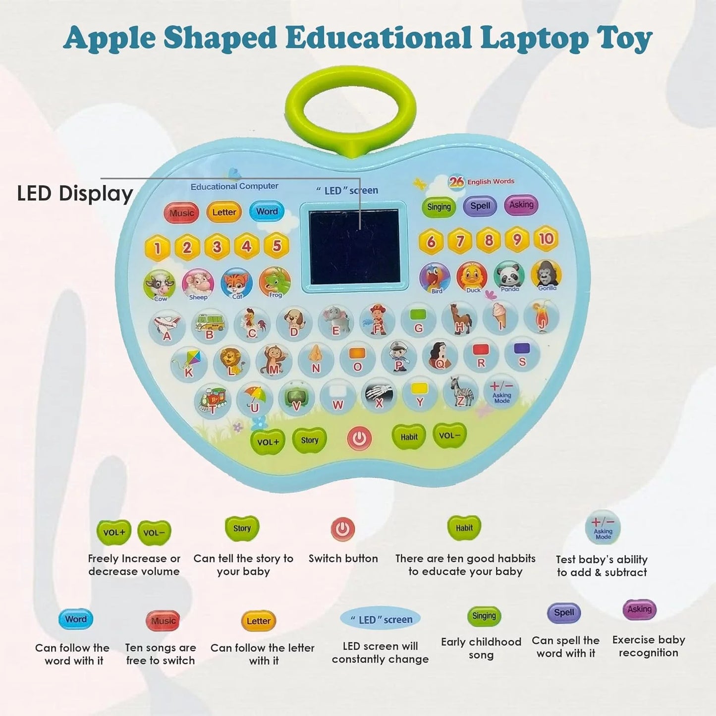 Apple-Shaped Educational Mini Laptop