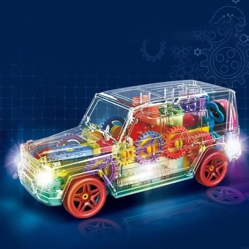 Transparent Gear Jeep Toy β 3D Lights & Music