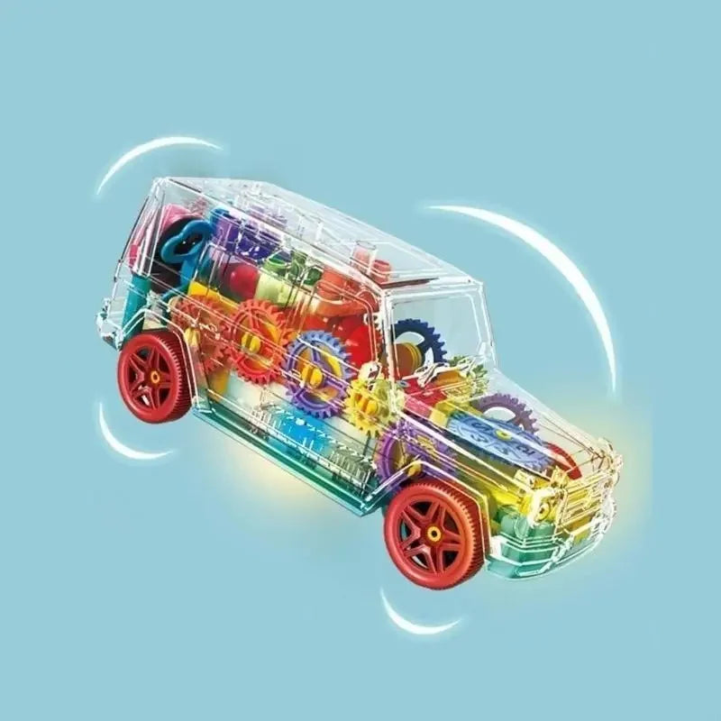 Transparent Gear Jeep Toy β 3D Lights & Music