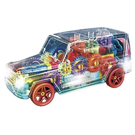 Transparent Gear Jeep Toy – 3D Lights & Music